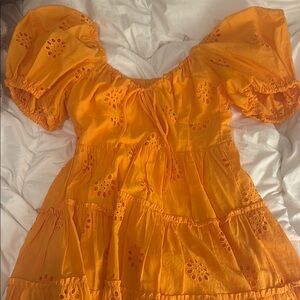 Bright Orange Eyelet Dress